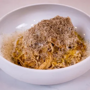 ENOKI CACIO E PEPE - enoki, garlic, parmesan, pepper, meyer lemon