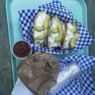 Gorilla burrito and tacos.