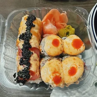 4 Piece Volcano Roll and 5 Piece Shrimp Tempura Roll