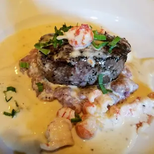 My venison tenderloin with langoustines and Gorgonzola sauce.