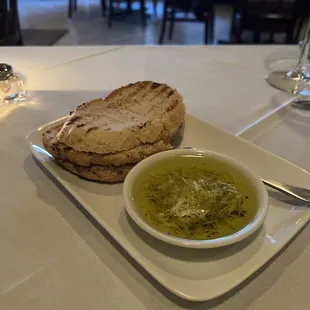 complementary bread with olive oil and parm