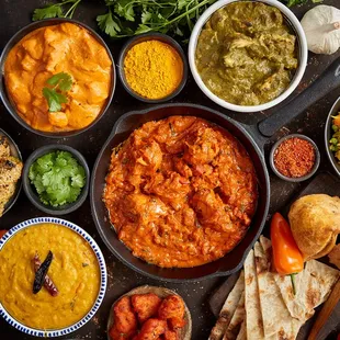 a variety of indian food