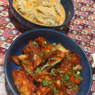 Jhol Momo and Chili Momo (chili momo was our fav) soooo spicy but sooo good!