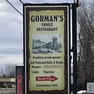 a sign for the restaurant