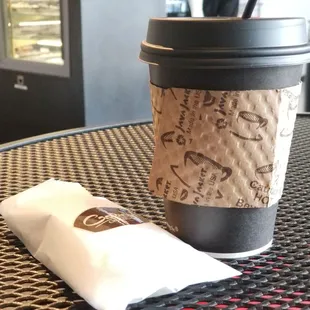 12 oz Americano and a dark chocolate turtle