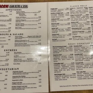 the menu