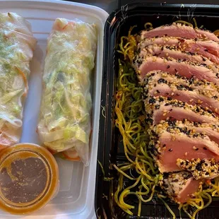 Summer rolls and Tuna Tataki