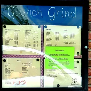 Drive thru menu