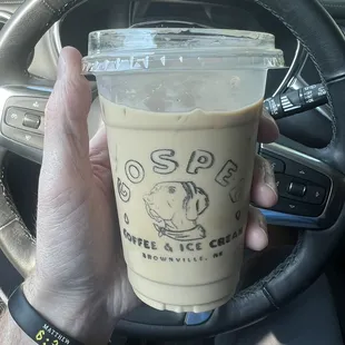 Plain Iced Latte, no sugar or flavoring.