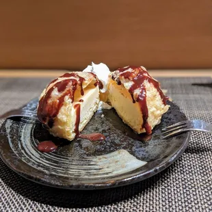 a half eaten dessert on a plate