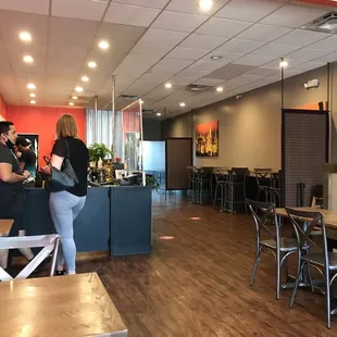 a group of people in a restaurant