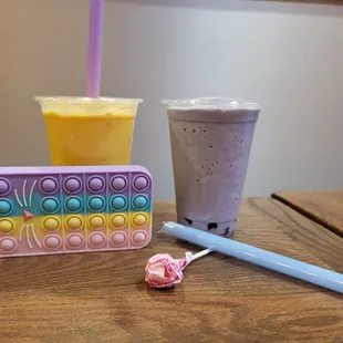 Mango &amp; Taro bubble teas