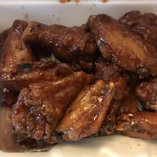 General Tso "Party Wings". Crispy, pretty good flavor
