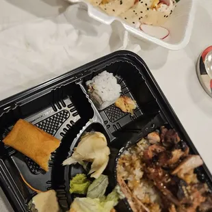 I couldn't wait! Chicken beef bento so bomb!