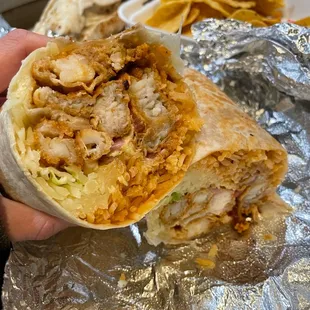 Wabo Burro (burrito with fried shrimp, fish, and calamari) SO GOOD