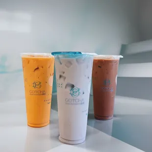Flavored Milk Tea (left to right) : Thai, Taro, Chocolate
