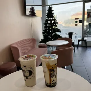 Mulberry Milk Tea and black Sugar boba milk tea