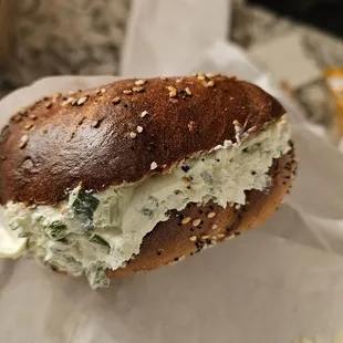 Everything bagel w/ scallion cream cheese