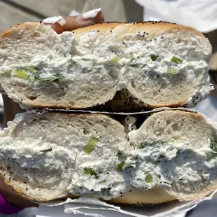 Poppy Bagel with tofu scallion cream cheese