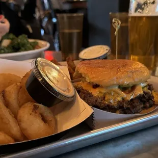 Triple Smash, Frickles, and Onion Rings @ Gotham, Greenpoint, Brooklyn, NYC