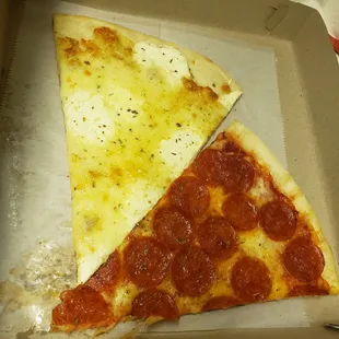 White Slice. Pepperoni Slice.