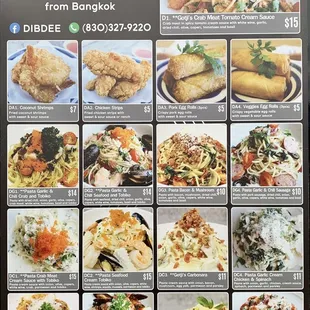 Noodle menu on certain days