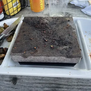 The black stone after - notice the seasoning still stuck to it