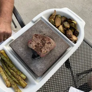Kobe Filet with asparagus and sprouts super Good