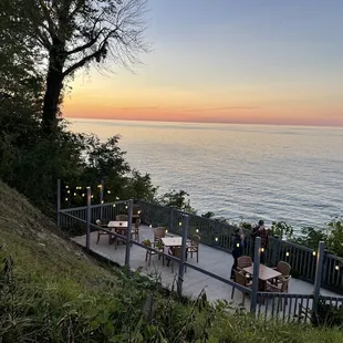 a view of the ocean from the deck