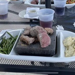 Kobe filet with green beans and risotto