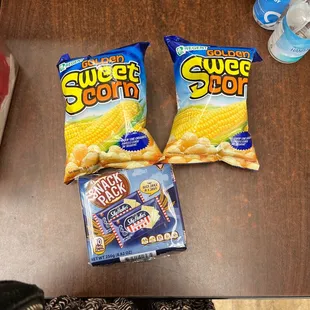 two bags of sweet corn