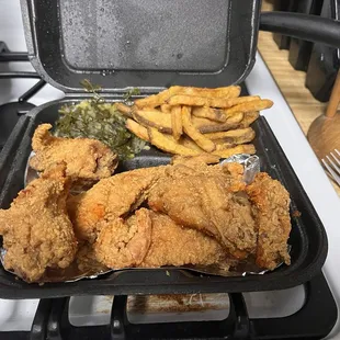 Greens Frys Catfish Shrimp wings