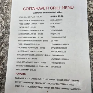 menu