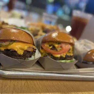 Double Bacon Cheeseburger, Bacon Cheeseburger, Green Chile Cheeseburger