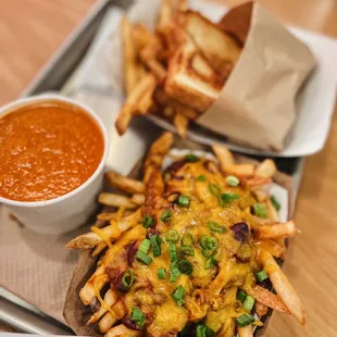 chili cheese fries &amp; cup tomato soup