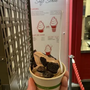 Chocolate soft serve with oreos