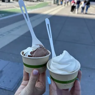 two cups of ice cream