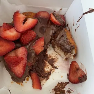 Nutty Valentine - strawberries and Nutella on dusted cinnamon fried donut