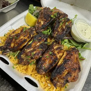 Grilled Wings over rice