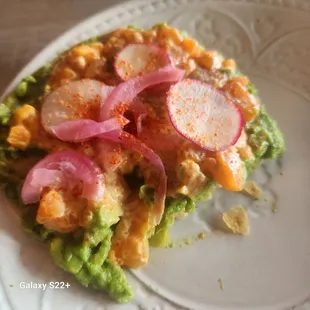 Salmon ceviche tostada