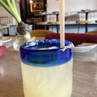 Cadillac Margarita: tequila, lime, lemon orange, kosher salt, Cointreau