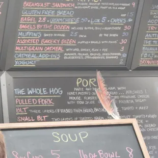 a menu on a blackboard