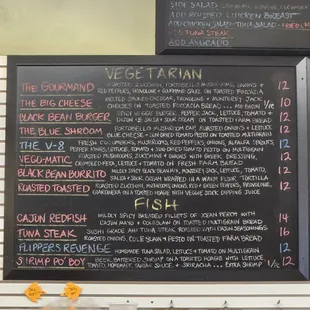 a menu on a blackboard