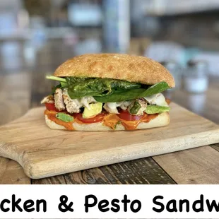 a chicken and pesto sandwich