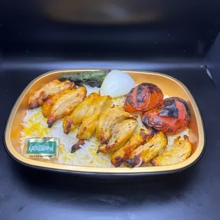 Chicken kabob with Rice