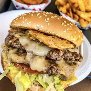 Double Straw Onion Burger
