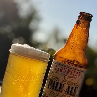 a beer and a glass