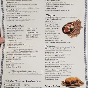 a menu for a restaurant