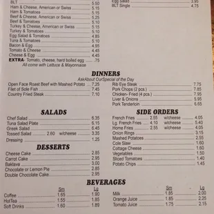 menu