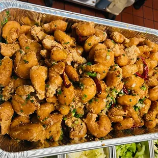 chicken wings and fried chicken, interior